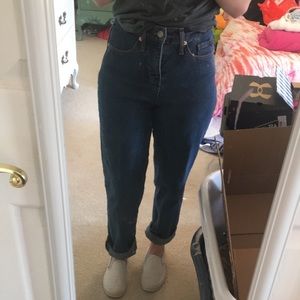 High waisted mom jeans with wide leg